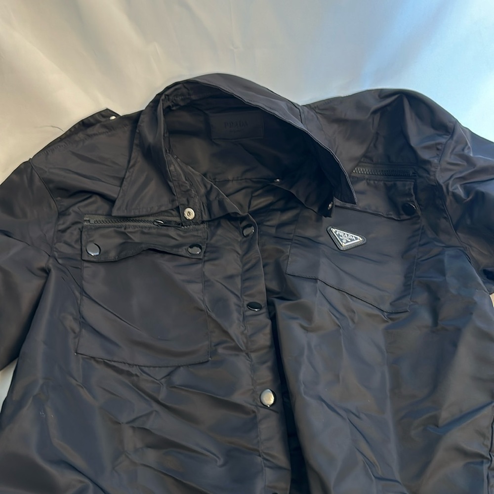 Unisex large nylon Prada button down jacket